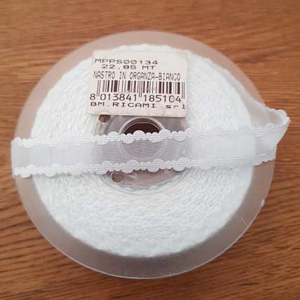 Ruban Organza fantaisie 15 mm N&deg;134 Blanc