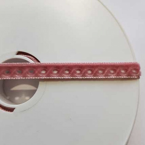 Ruban Velours Ajour&eacute; 09 mm Vieux Rose