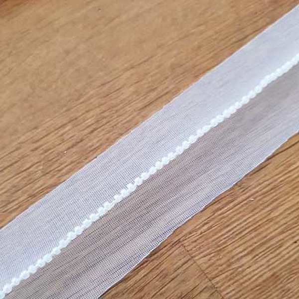 Ruban blanc tulle et perle style biais au m&egrave;tre