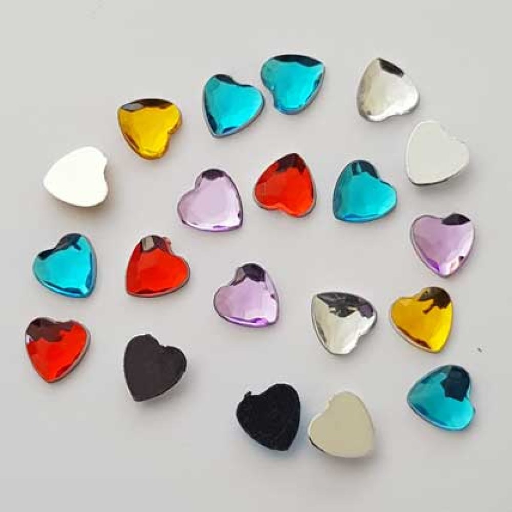 Strass c&oelig;ur couleur assorti 08 mm par 20 pi&egrave;ces