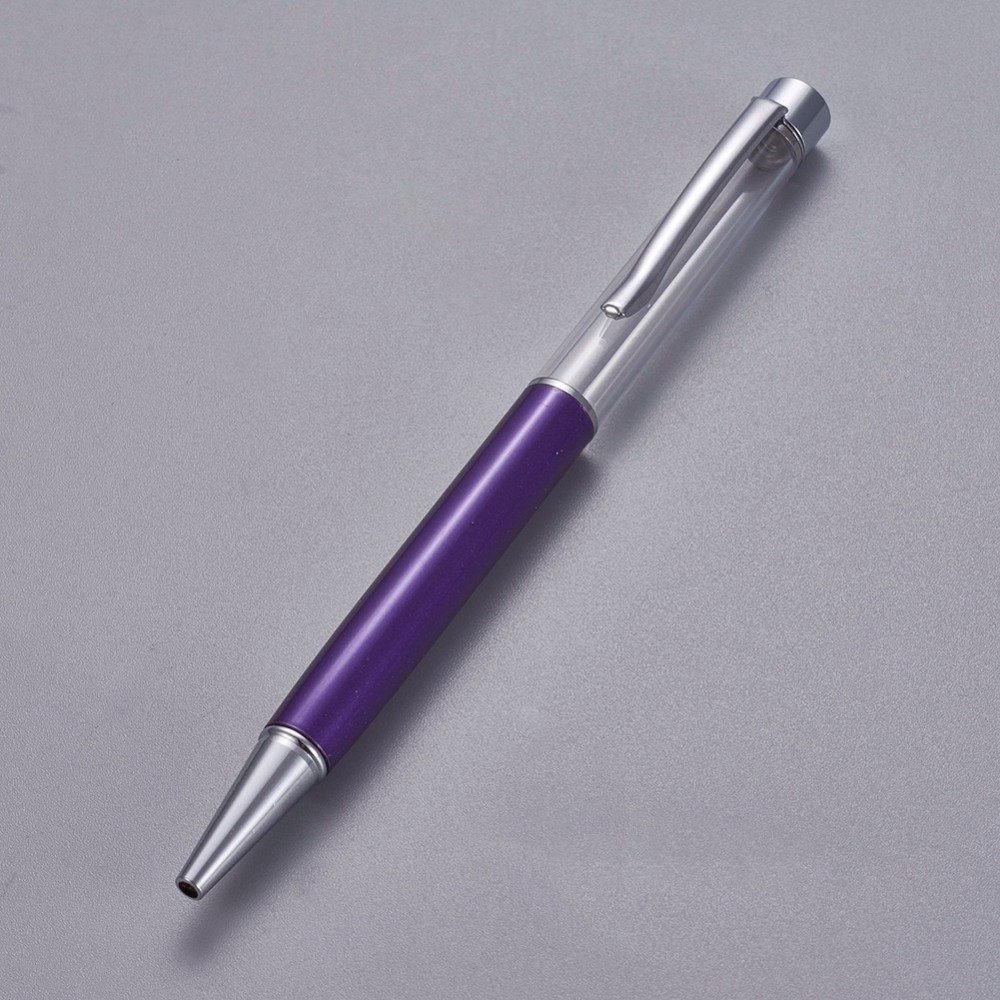 Stylo &agrave; d&eacute;corer de perles tube vide &agrave; customiser argent indigo x 1 pi&egrave;ce