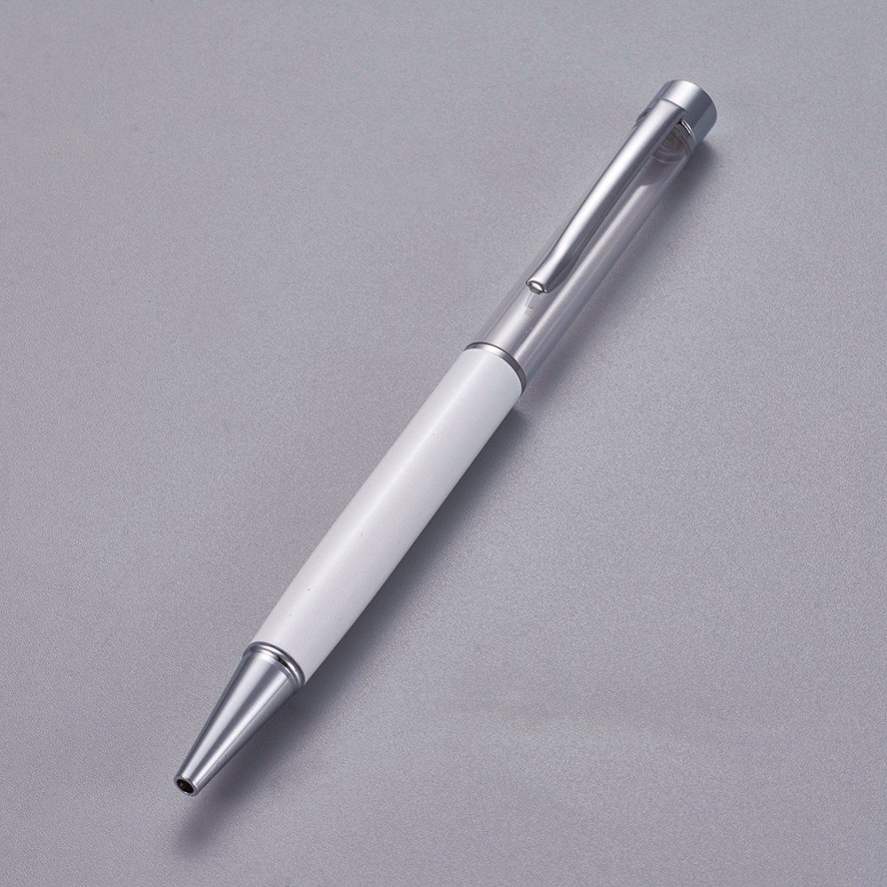 Stylo &agrave; d&eacute;corer de perles tube vide &agrave; customiser argent blanc x 1 pi&egrave;ce