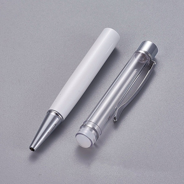 Stylo &agrave; d&eacute;corer de perles tube vide &agrave; customiser argent blanc x 1 pi&egrave;ce