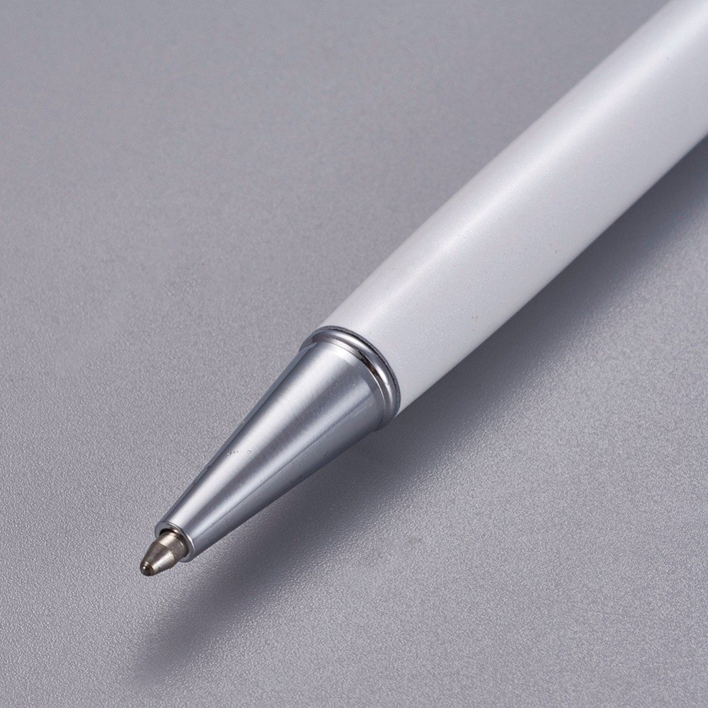 Stylo &agrave; d&eacute;corer de perles tube vide &agrave; customiser argent blanc x 1 pi&egrave;ce