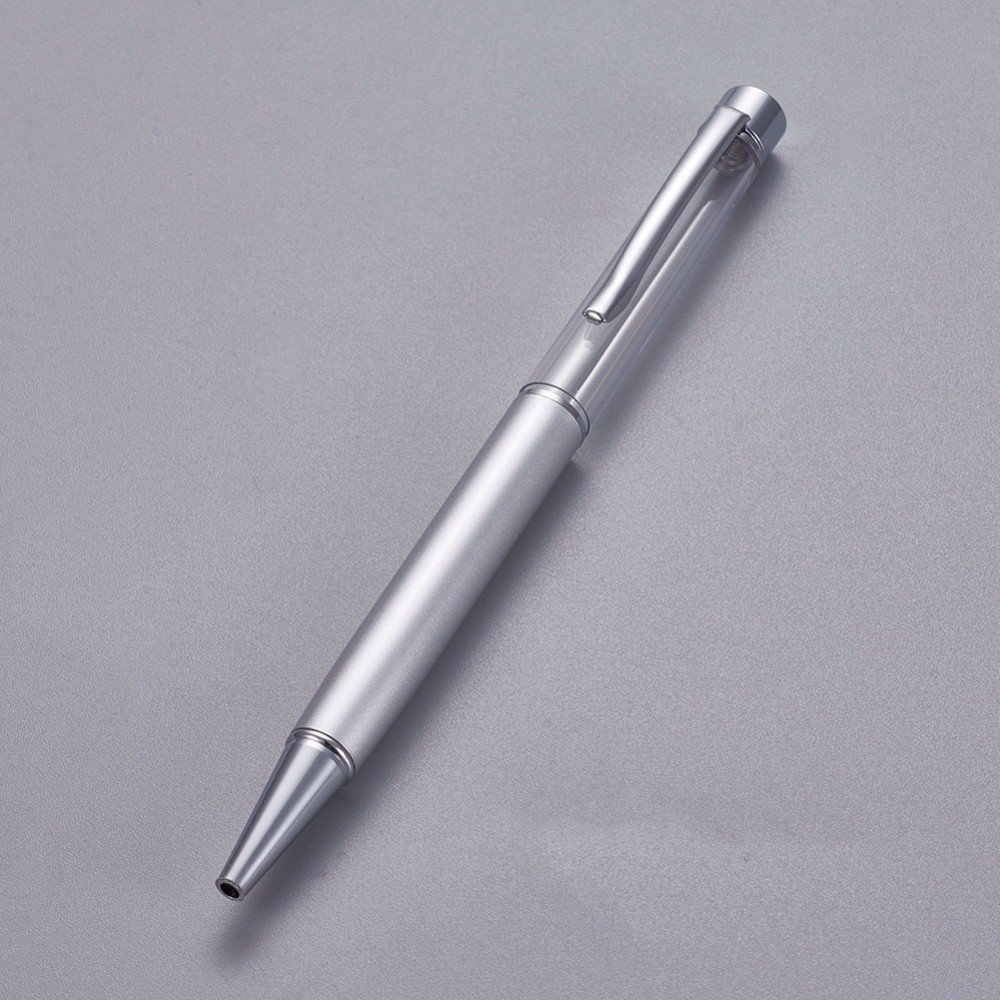 Stylo &agrave; d&eacute;corer de perles tube vide &agrave; customiser argent argent x 1 pi&egrave;ce