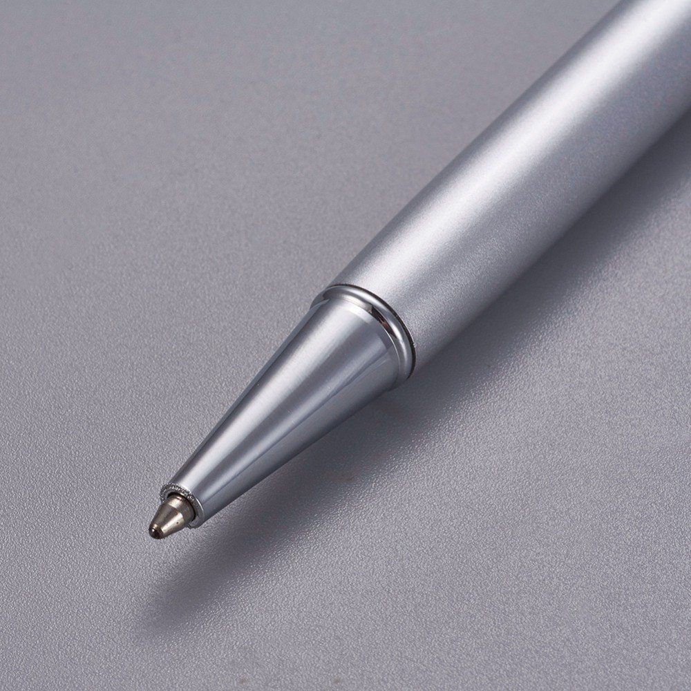 Stylo &agrave; d&eacute;corer de perles tube vide &agrave; customiser argent argent x 1 pi&egrave;ce