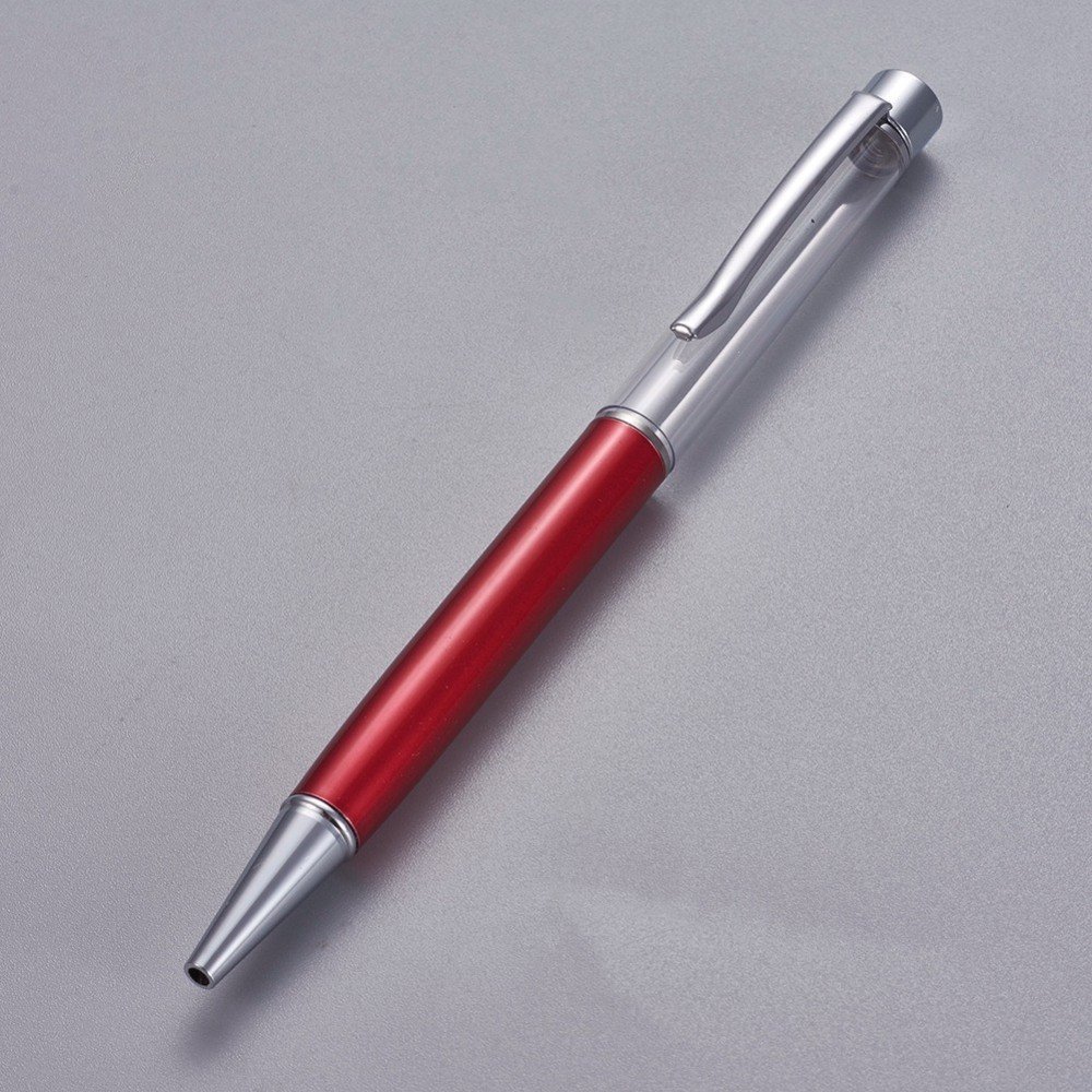 Stylo &agrave; d&eacute;corer de perles tube vide &agrave; customiser argent rouge x 1 pi&egrave;ce