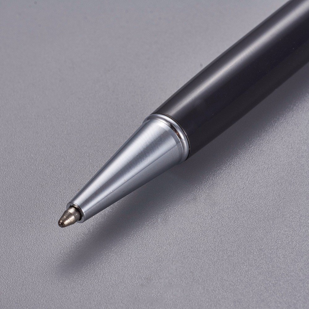 Stylo &agrave; d&eacute;corer de perles tube vide &agrave; customiser argent noir x 1 pi&egrave;ce