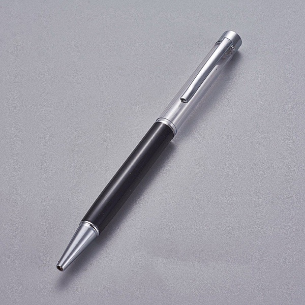 Stylo &agrave; d&eacute;corer de perles tube vide &agrave; customiser argent noir x 1 pi&egrave;ce