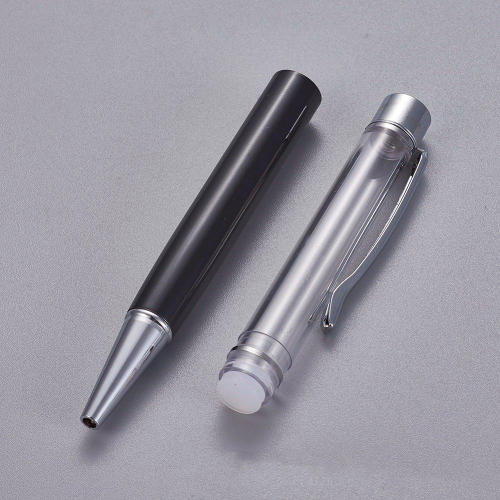 Stylo &agrave; d&eacute;corer de perles tube vide &agrave; customiser argent noir x 1 pi&egrave;ce