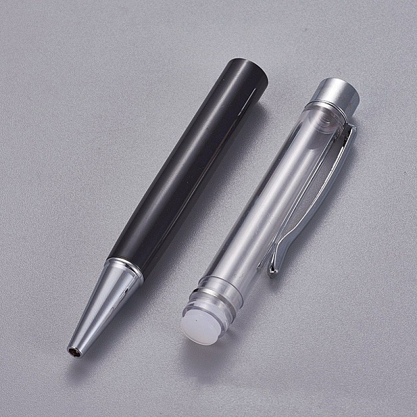 Stylo &agrave; d&eacute;corer de perles tube vide &agrave; customiser argent noir x 1 pi&egrave;ce