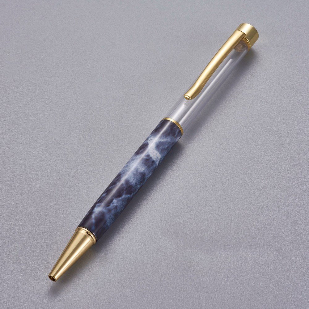 Stylo &agrave; d&eacute;corer de perles tube vide &agrave; customiser dor&eacute; bleu de Prusse x 1 pi&egrave;ce
