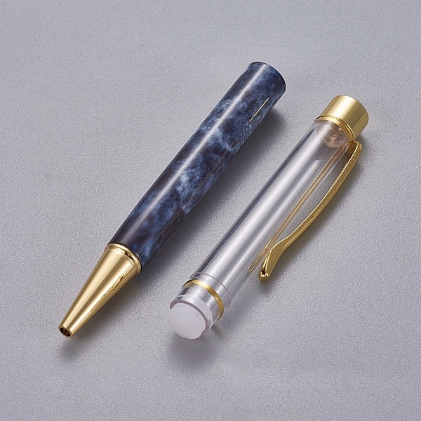 Stylo &agrave; d&eacute;corer de perles tube vide &agrave; customiser dor&eacute; bleu de Prusse x 1 pi&egrave;ce