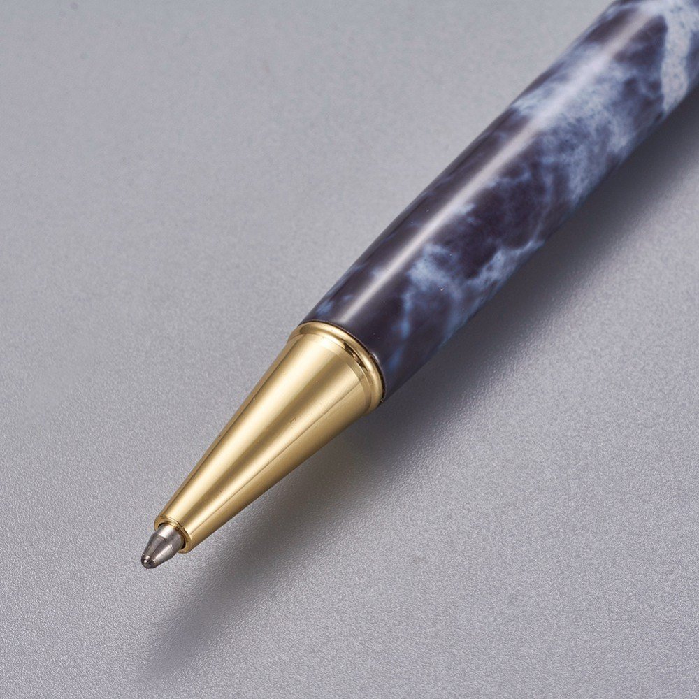 Stylo &agrave; d&eacute;corer de perles tube vide &agrave; customiser dor&eacute; bleu de Prusse x 1 pi&egrave;ce