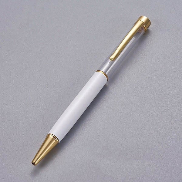 Stylo &agrave; d&eacute;corer de perles tube vide &agrave; customiser dor&eacute; blanc x 1 pi&egrave;ce