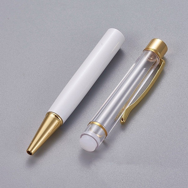 Stylo &agrave; d&eacute;corer de perles tube vide &agrave; customiser dor&eacute; blanc x 1 pi&egrave;ce