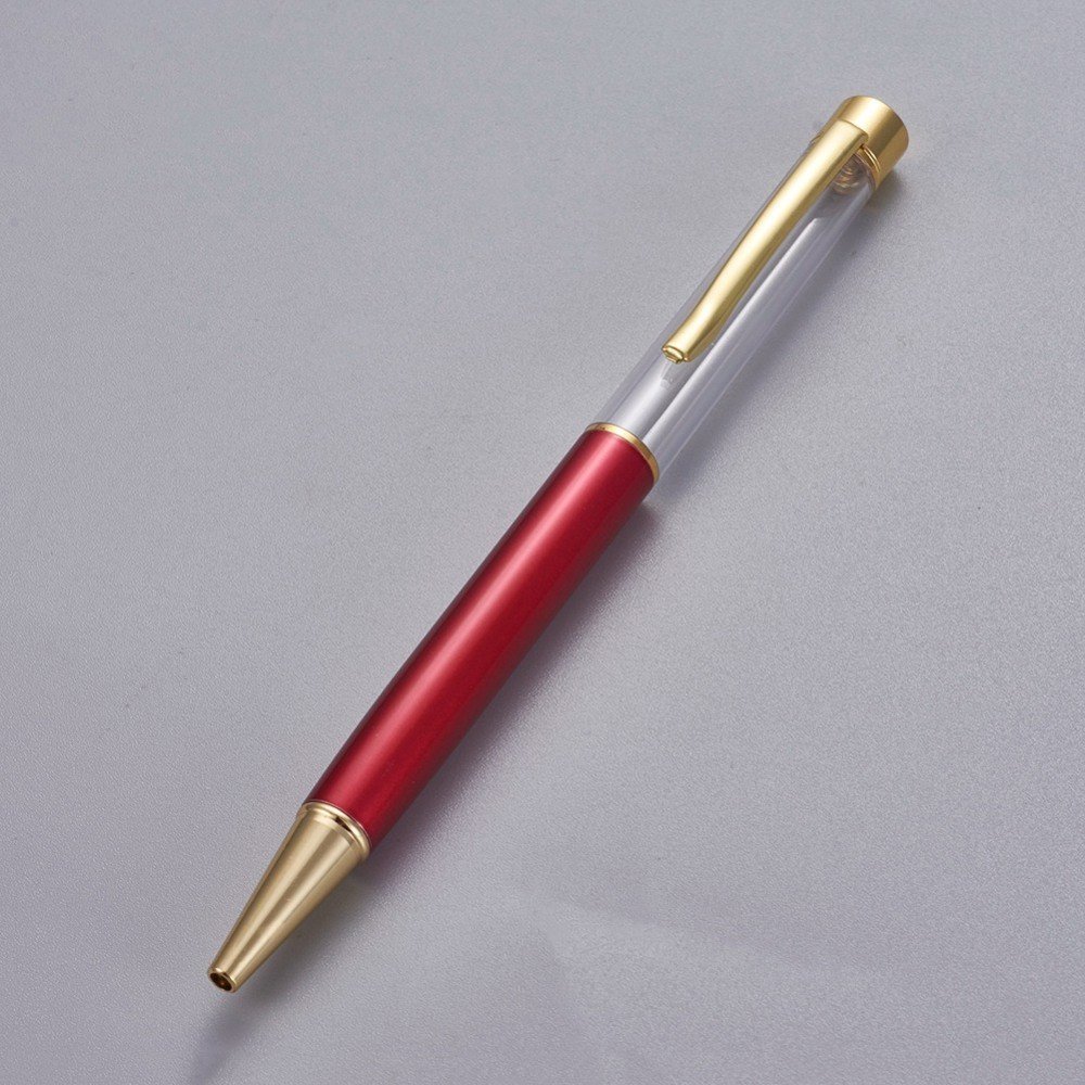 Stylo &agrave; d&eacute;corer de perles tube vide &agrave; customiser dor&eacute; rouge x 1 pi&egrave;ce