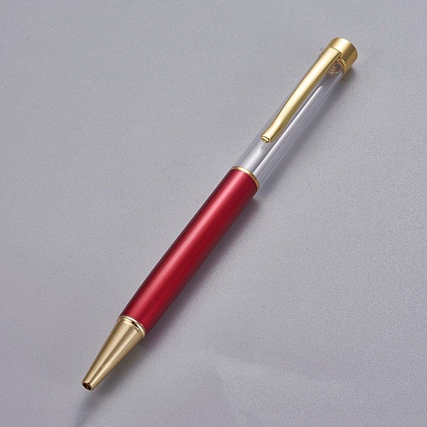 Stylo &agrave; d&eacute;corer de perles tube vide &agrave; customiser dor&eacute; rouge x 1 pi&egrave;ce