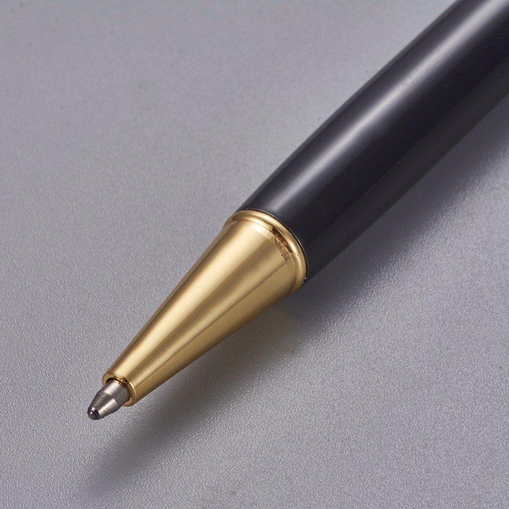 Stylo &agrave; d&eacute;corer de perles tube vide &agrave; customiser dor&eacute; noir x 1 pi&egrave;ce