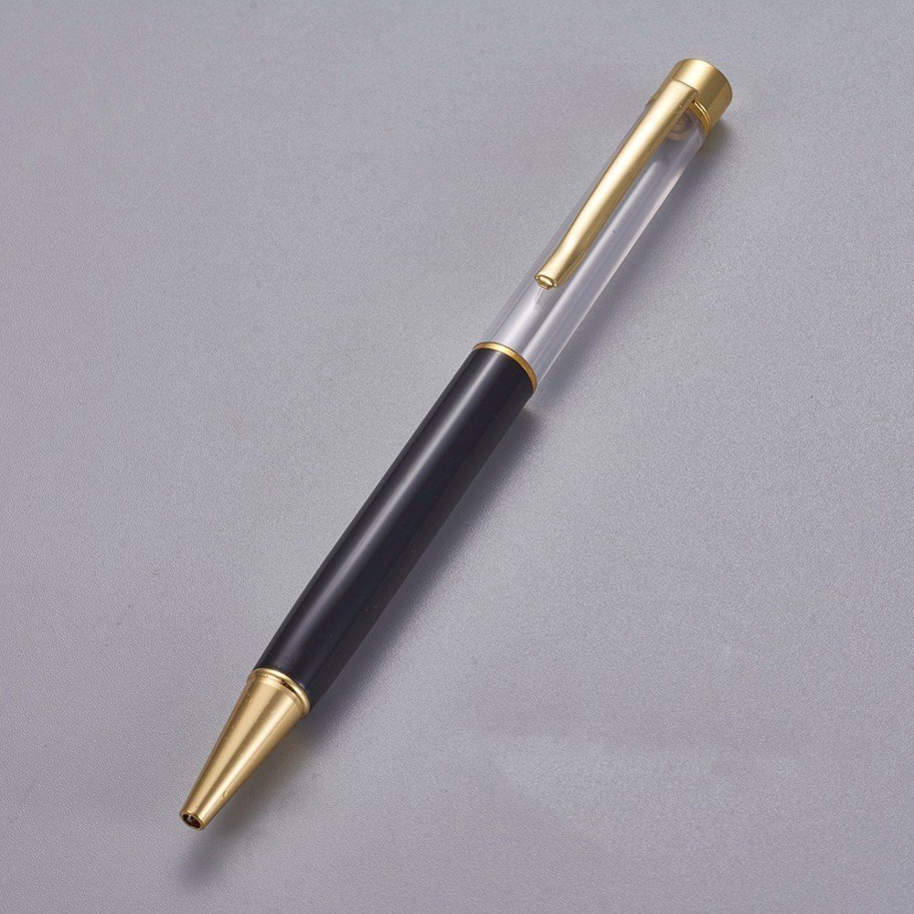 Stylo &agrave; d&eacute;corer de perles tube vide &agrave; customiser dor&eacute; noir x 1 pi&egrave;ce