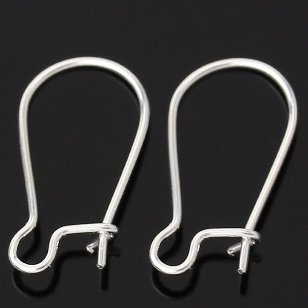 Supports de boucles d'oreilles dormeuses argentées 18mm.