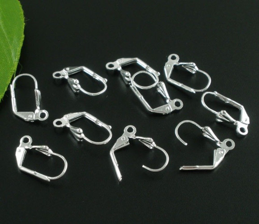 Supports de boucles d'oreilles dormeuses argentés pour création bijoux.