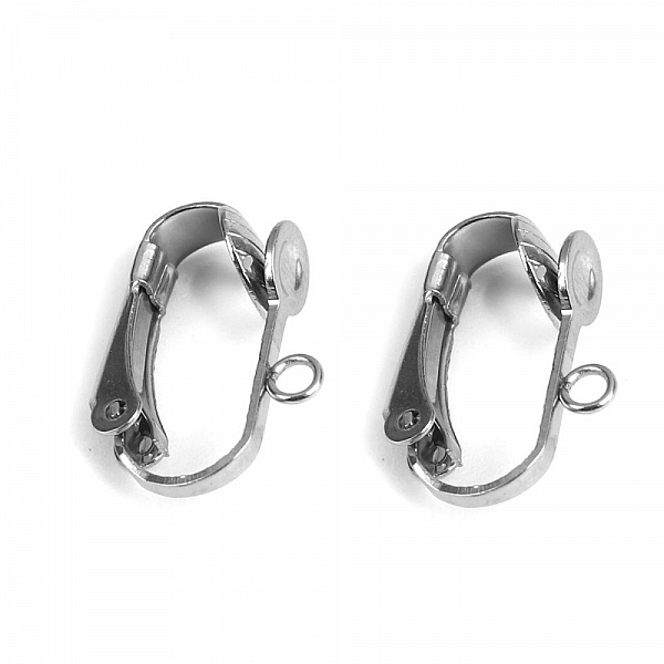 Support Boucle d'oreille Clip en Acier Inoxydable N&deg;01 x 1 paire