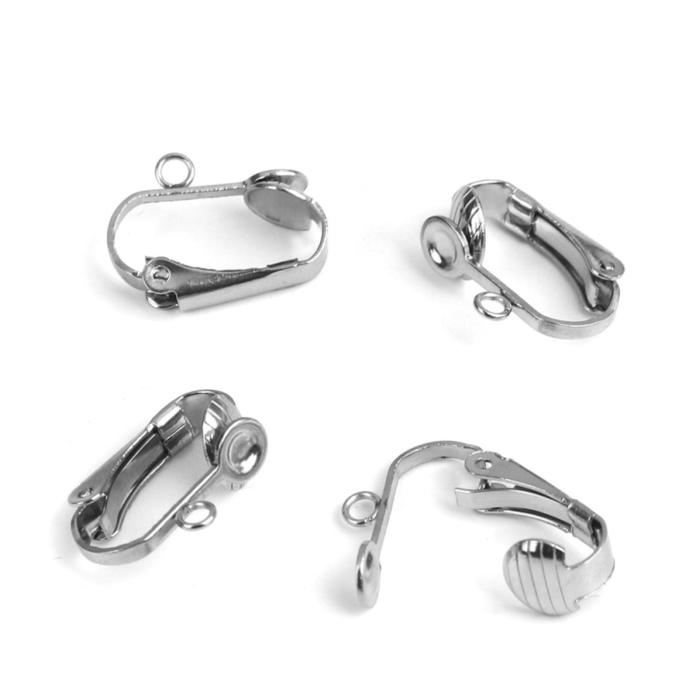 Support Boucle d'oreille Clip en Acier Inoxydable N&deg;01 x 1 paire