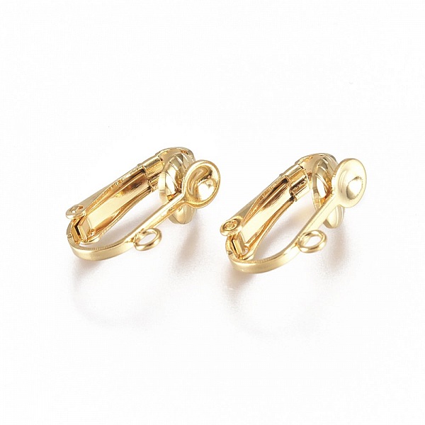 Support Boucle d'oreille Clip en Acier Inoxydable N&deg;01 x 1 paire dor&eacute;