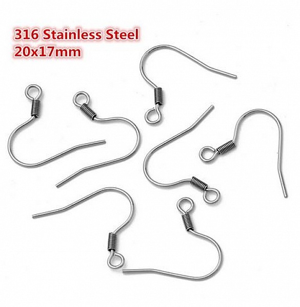 Support Boucle d'oreille Hame&ccedil;on Acier Inoxydable N&deg;08 x 5 paires