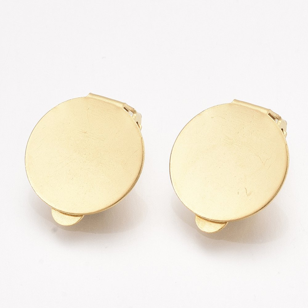 Support Boucle d'oreille Clips Plateau Acier Inoxydable Dor&eacute; N&deg;01