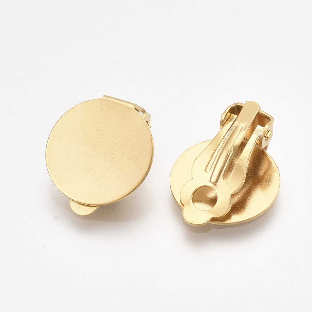 Support Boucle d'oreille Clips Plateau Acier Inoxydable Dor&eacute; N&deg;01