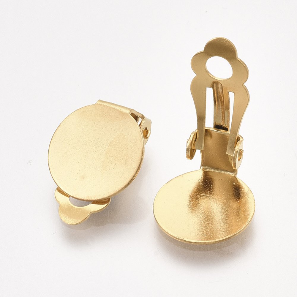 Support Boucle d'oreille Clips Plateau Acier Inoxydable Dor&eacute; N&deg;02