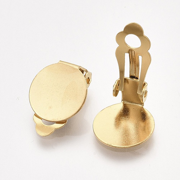 Support Boucle d'oreille Clips Plateau Acier Inoxydable Dor&eacute; N&deg;02