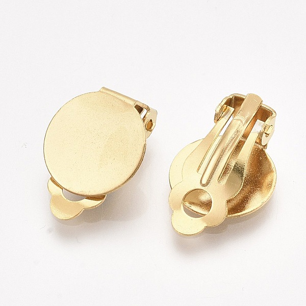 Support Boucle d'oreille Clips Plateau Acier Inoxydable Dor&eacute; N&deg;02