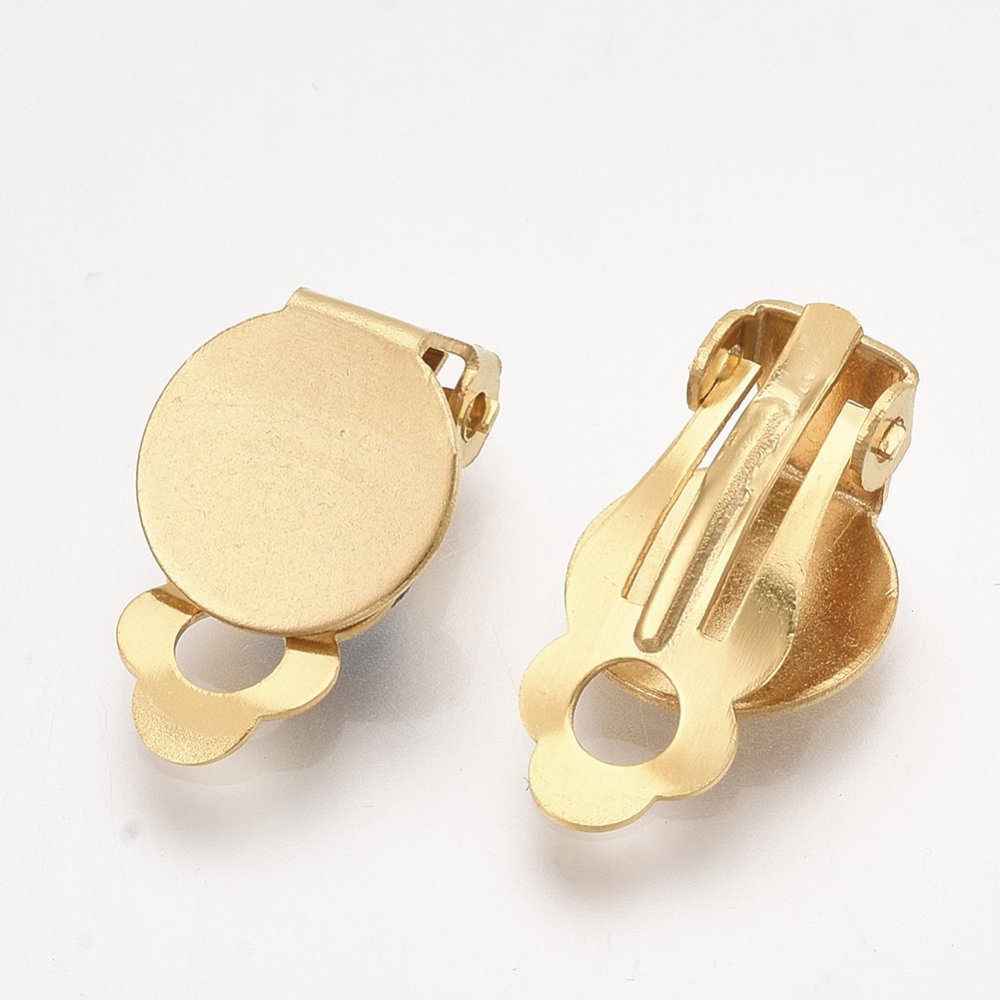 Support Boucle d'oreille Clips Plateau Acier Inoxydable Dor&eacute; N&deg;03