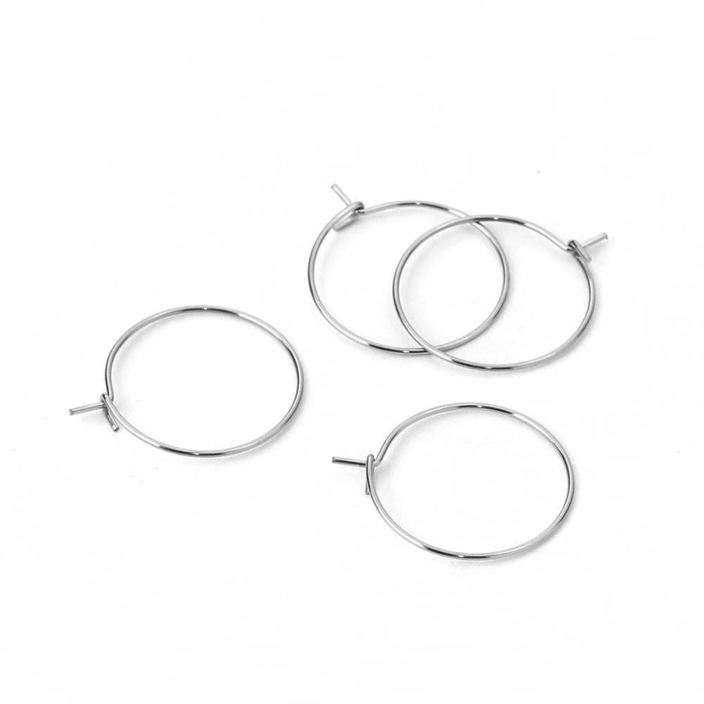 Support Boucle d'oreille Cr&eacute;ole en Acier Inoxydable Argent N&deg;03-20 mm x 5 paires