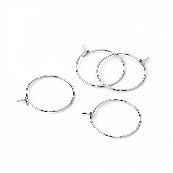 Support Boucle d'oreille Cr&eacute;ole en Acier Inoxydable Argent N&deg;03-20 mm x 5 paires