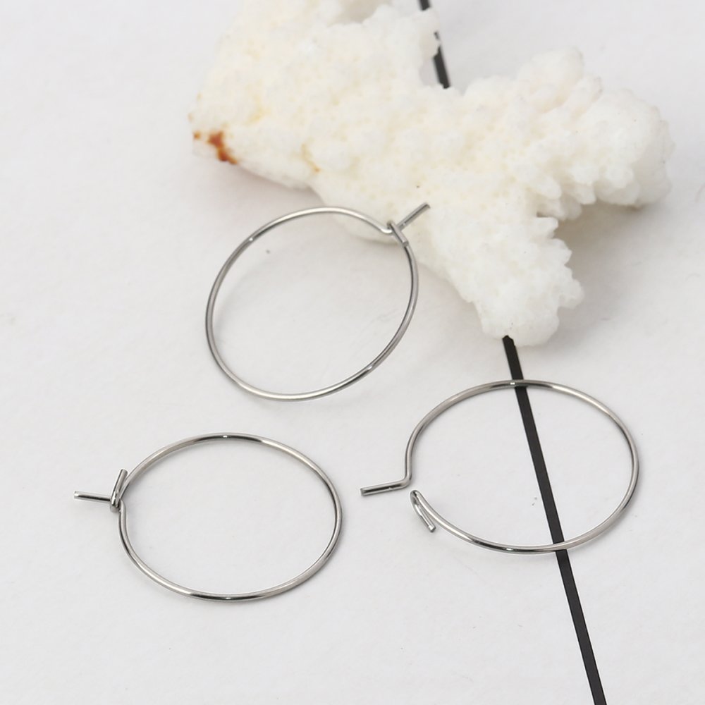 Support Boucle d'oreille Cr&eacute;ole en Acier Inoxydable Argent N&deg;03-20 mm x 5 paires