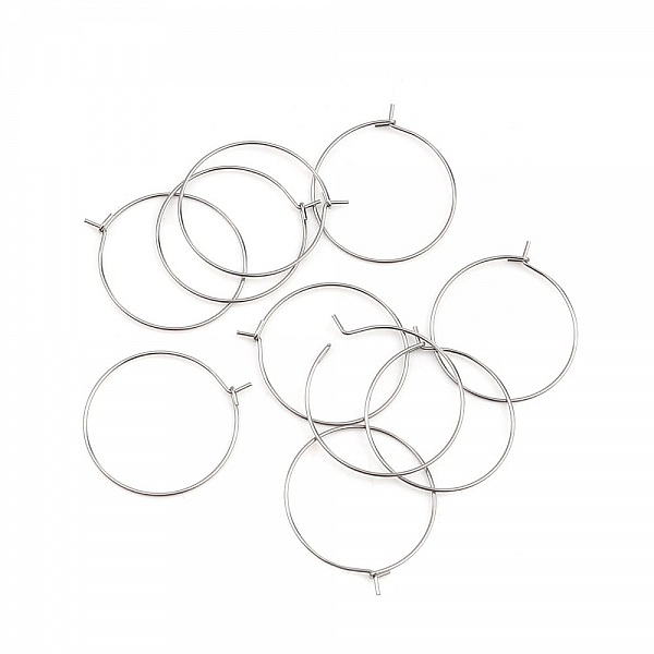 Support Boucle d'oreille Cr&eacute;ole en Acier Inoxydable Argent N&deg;03-25 mm x 5 paires