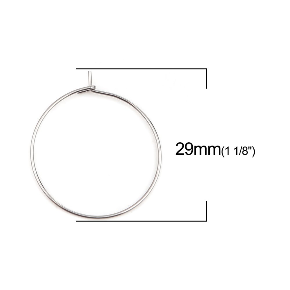 Support Boucle d'oreille Cr&eacute;ole en Acier Inoxydable Argent N&deg;03-25 mm x 5 paires