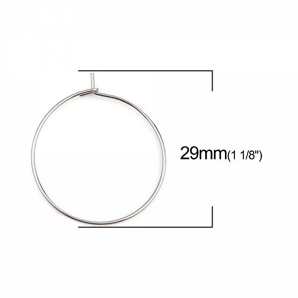 Support Boucle d'oreille Cr&eacute;ole en Acier Inoxydable Argent N&deg;03-25 mm x 5 paires