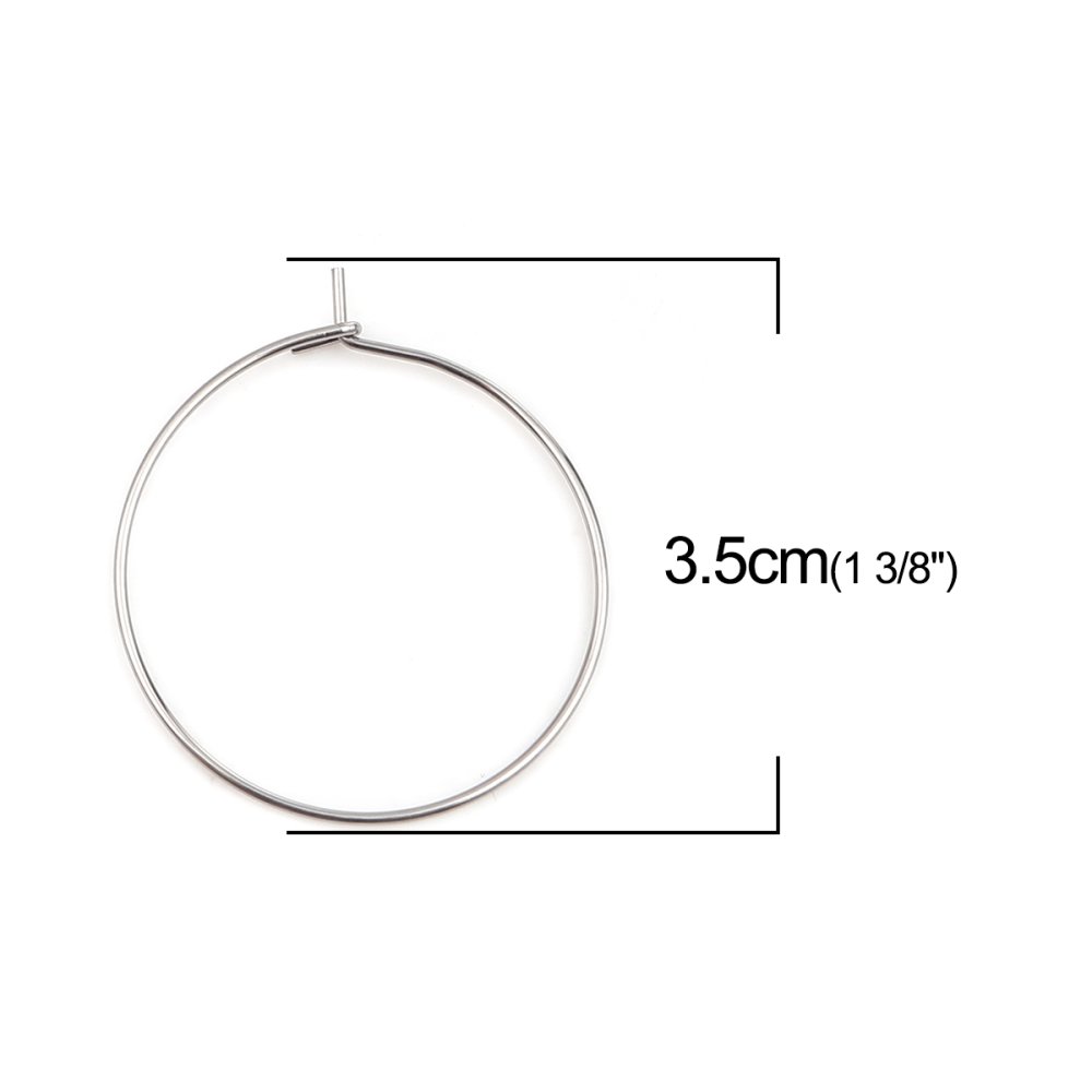 Support Boucle d'oreille Cr&eacute;ole en Acier Inoxydable Argent N&deg;03-30 mm x 5 paires