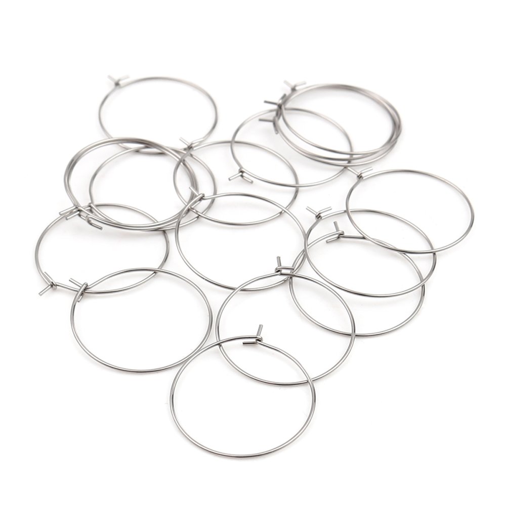Support Boucle d'oreille Cr&eacute;ole en Acier Inoxydable Argent N&deg;03-30 mm x 5 paires