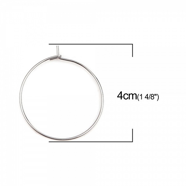 Support Boucle d'oreille Cr&eacute;ole en Acier Inoxydable Argent N&deg;03-35 mm x 5 paires