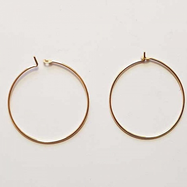 Support Boucle d'oreille Cr&eacute;ole Plaqu&eacute; Or 18K Dor&eacute; N&deg;01-25 mm x 1 paire
