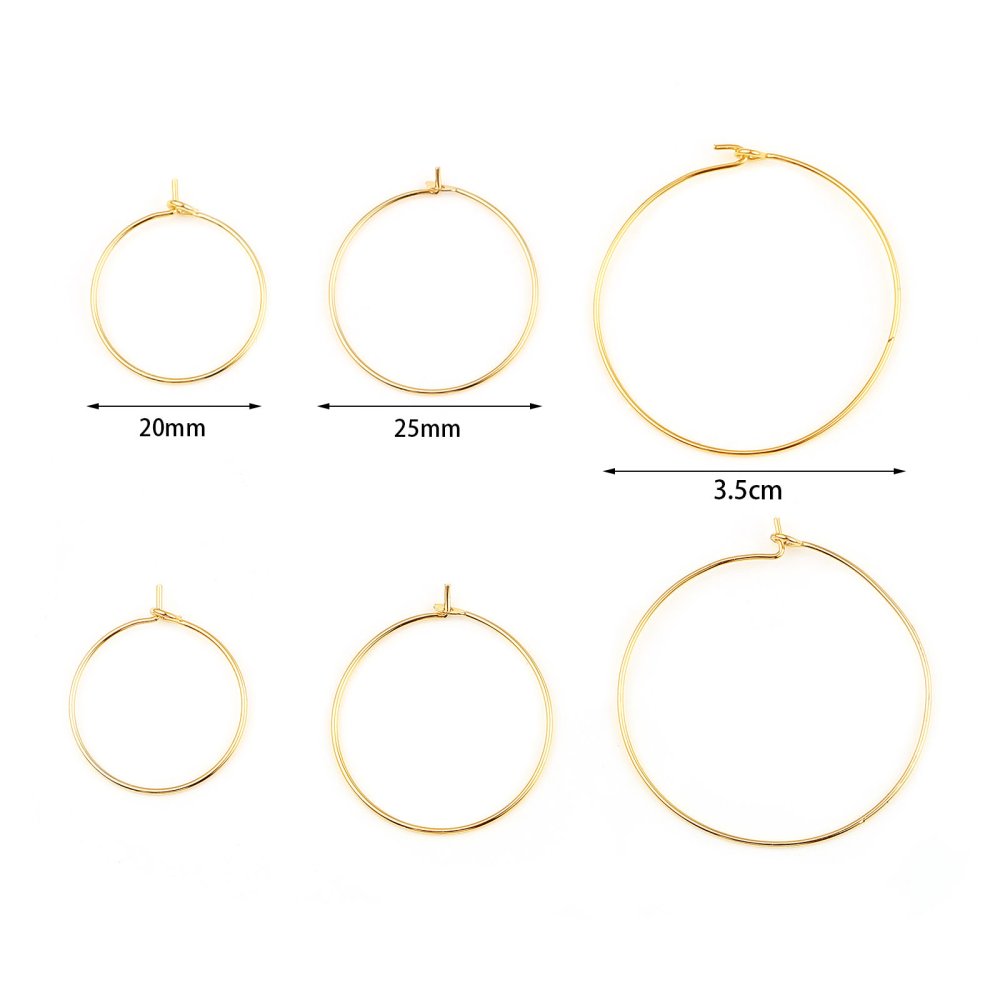Support Boucle d'oreille Cr&eacute;ole Plaqu&eacute; Or 18K Dor&eacute; N&deg;01-25 mm x 1 paire