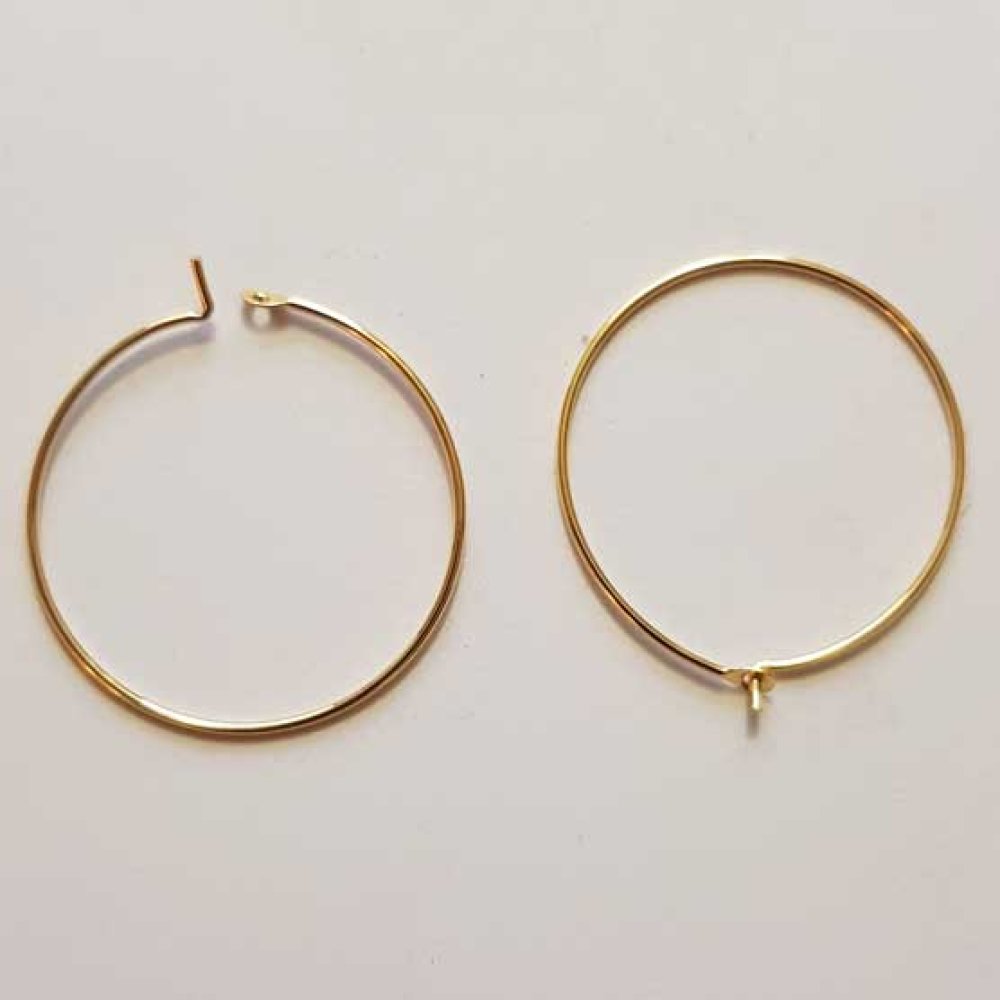 Support Boucle d'oreille Cr&eacute;ole Plaqu&eacute; Or 18K Dor&eacute; N&deg;01-25 mm x 1 paire