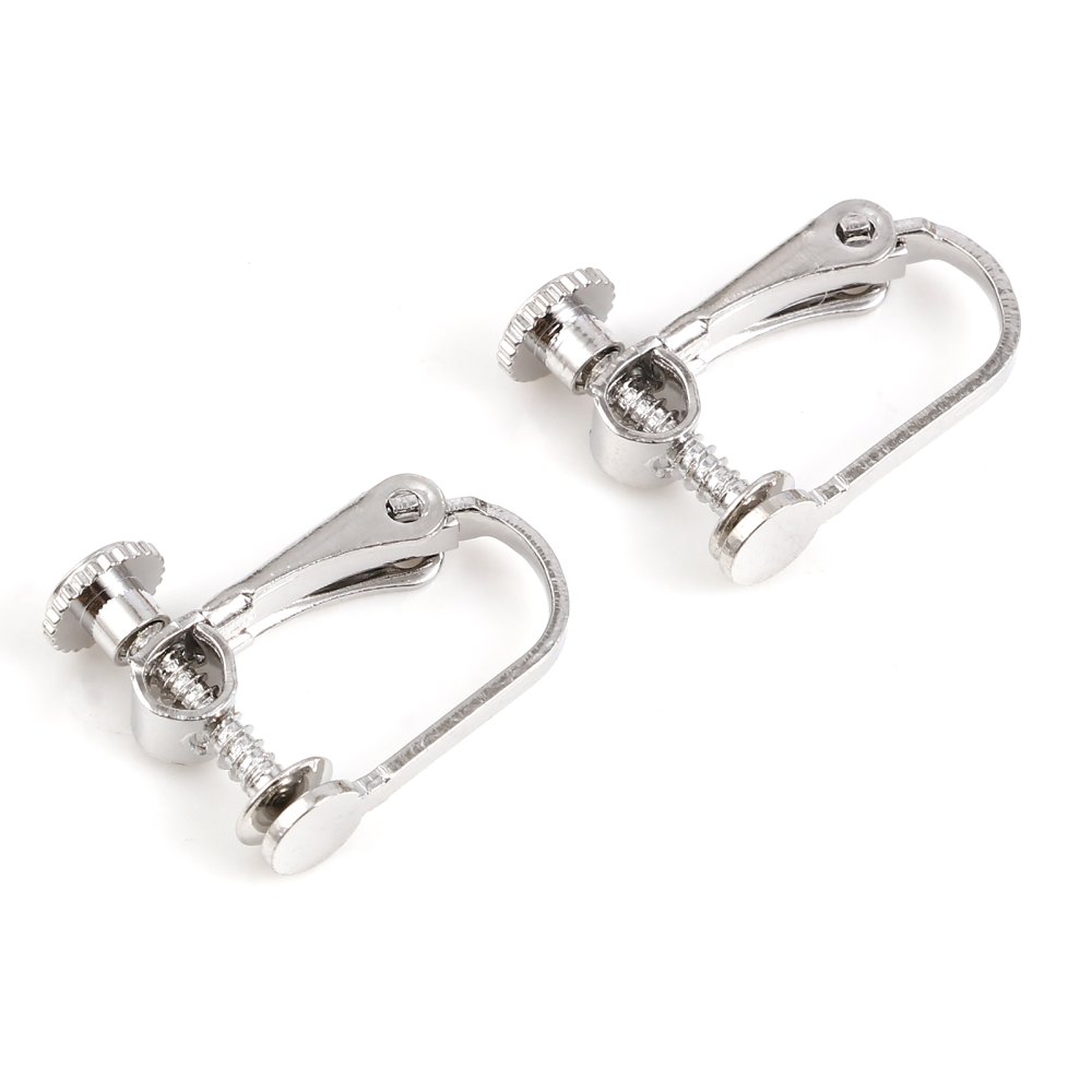 Support Boucle d'oreille Clip r&eacute;glable Platine N&deg;06 x 1 paire