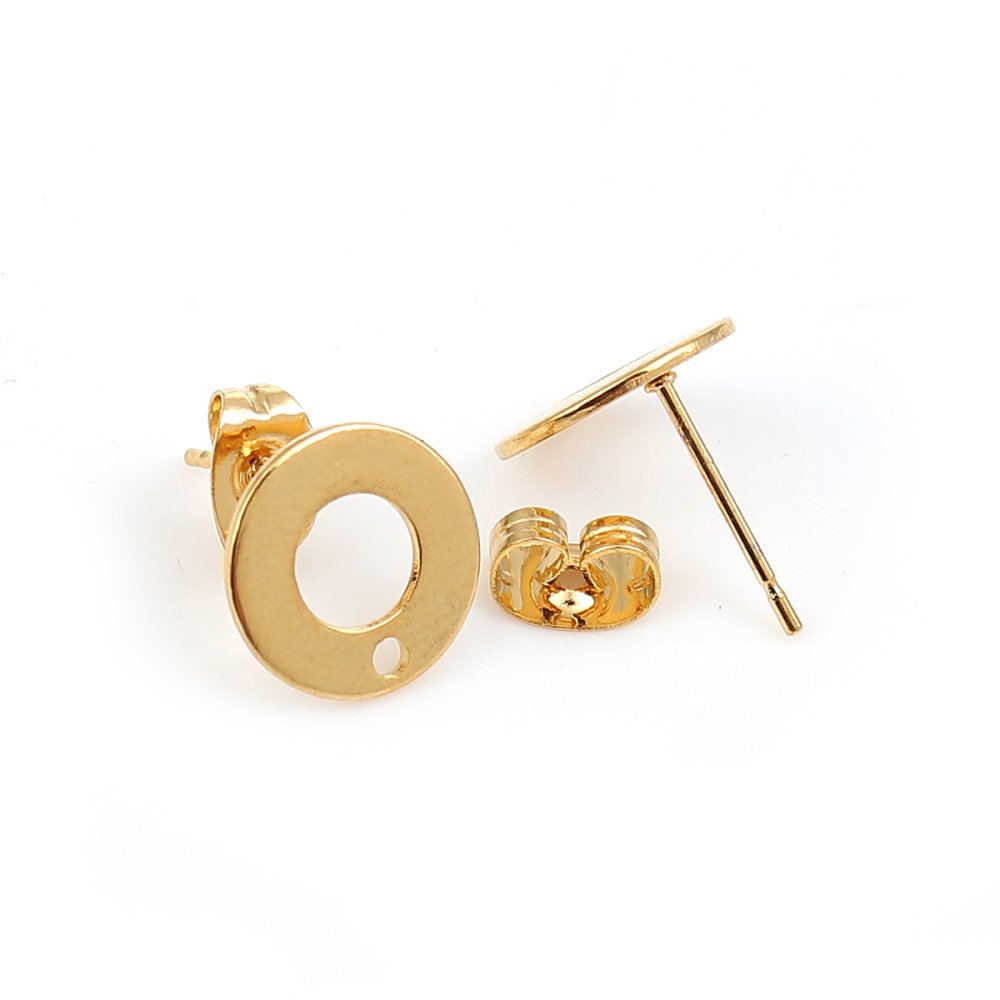 Support Boucle d'oreille puce ronde 10 mm en acier inoxydable N&deg;04 Dor&eacute;